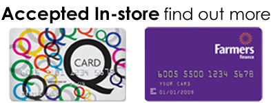 Q Card and Farmers Finance Cards accepted in-store